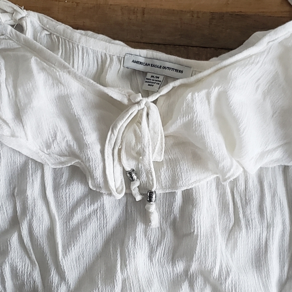 LEAVING SOON ๐ ๐๐ American Eagle White Sun Dress Cinch-waist Size M - Picture 7 of 8